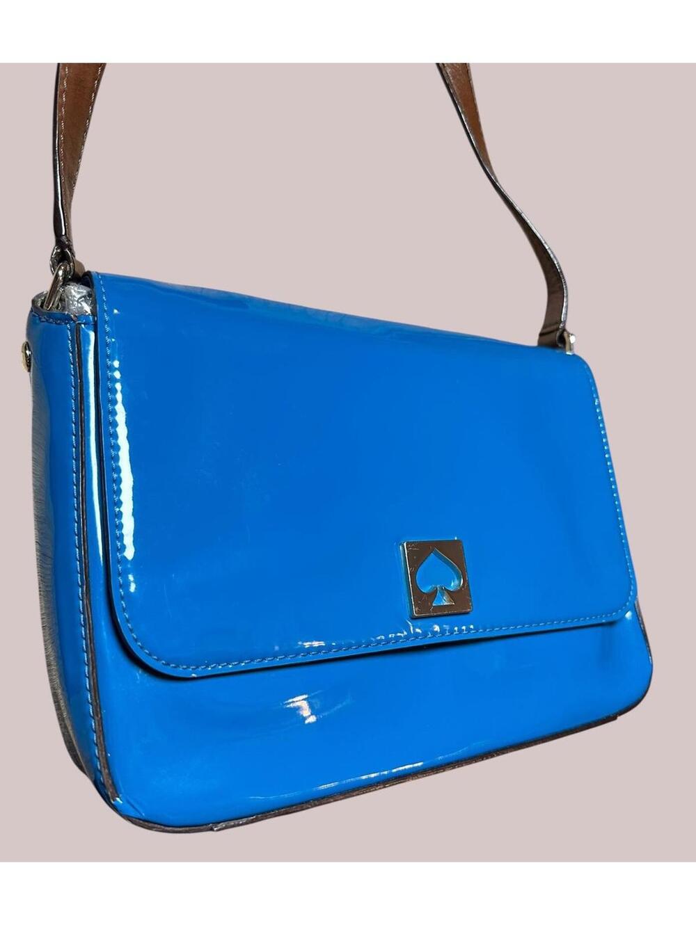 Kate Spade Blue Patent Leather Crossbody Bag EUC